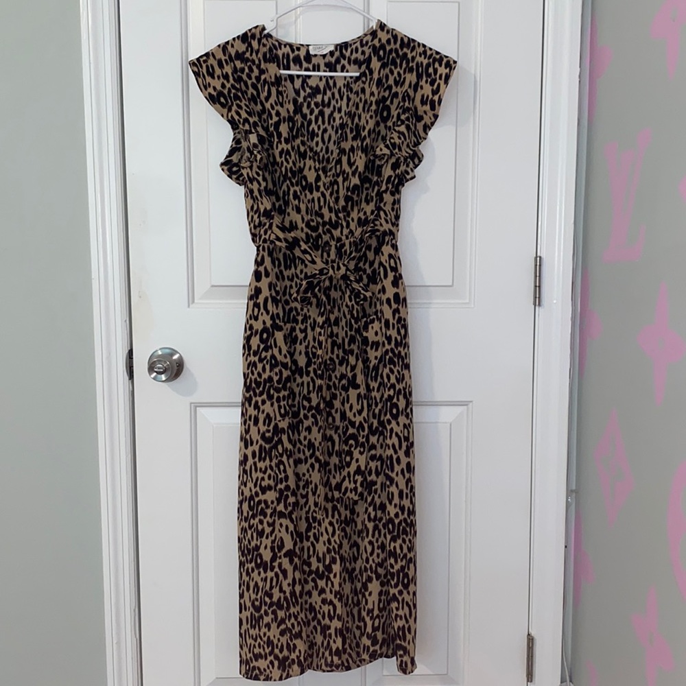 Cheetah print ruffle dress
